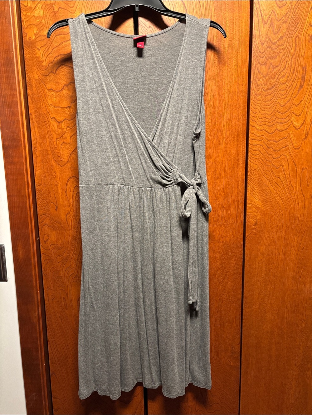 Merona Heathered Gray Sleeveless Face x Wrap Midi Dress